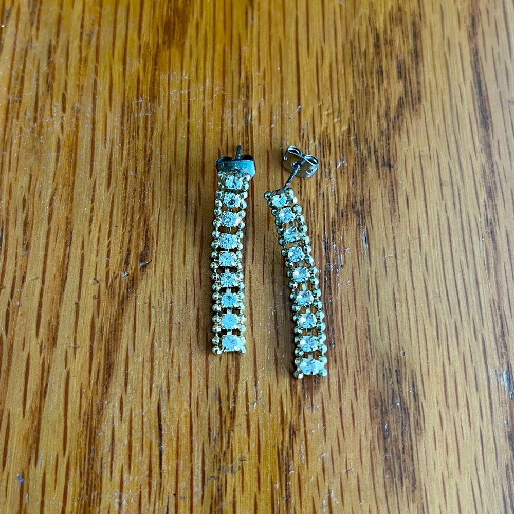 Silver Rhinestone Drop Earrings